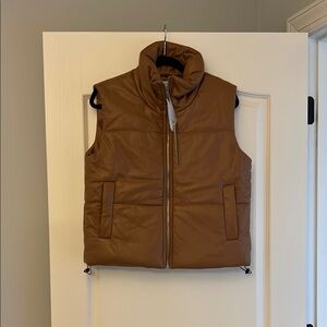 She + Sky Faux Leather Puffer Vest NWT